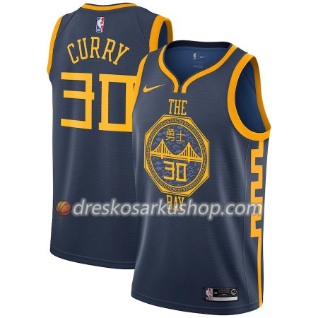 Muški NBA Dres Golden State Warriors Stephen Curry 30 Nike 2018-19 City Edition Navy Swingman